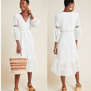 Anthropologie  Ebba Eyelet Midi Dress